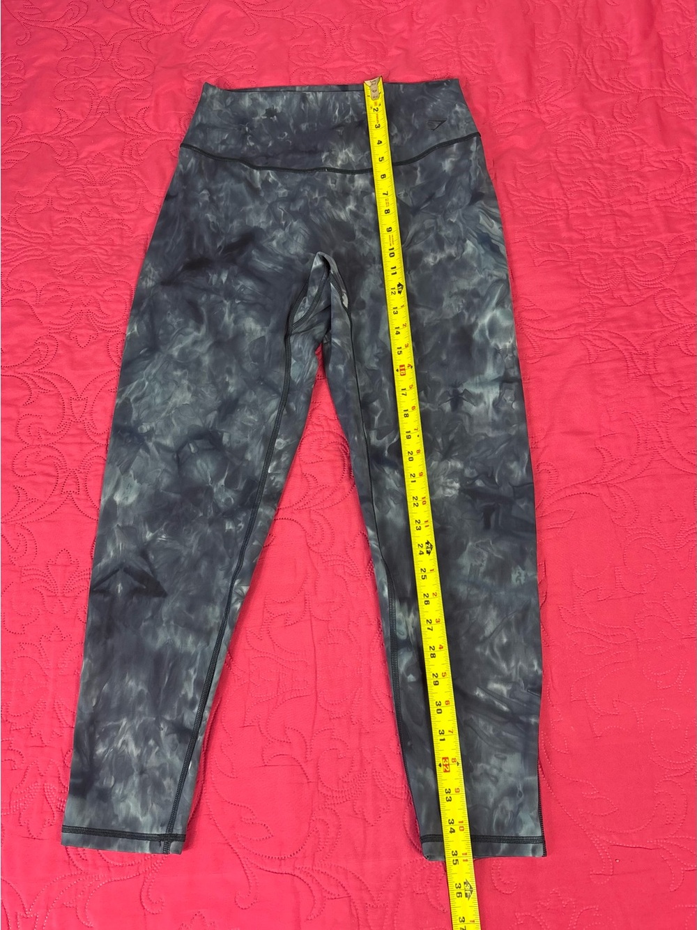 Gymshark Black & Gray Marble-Print High-Waist Leggings - Picture 7 of 9